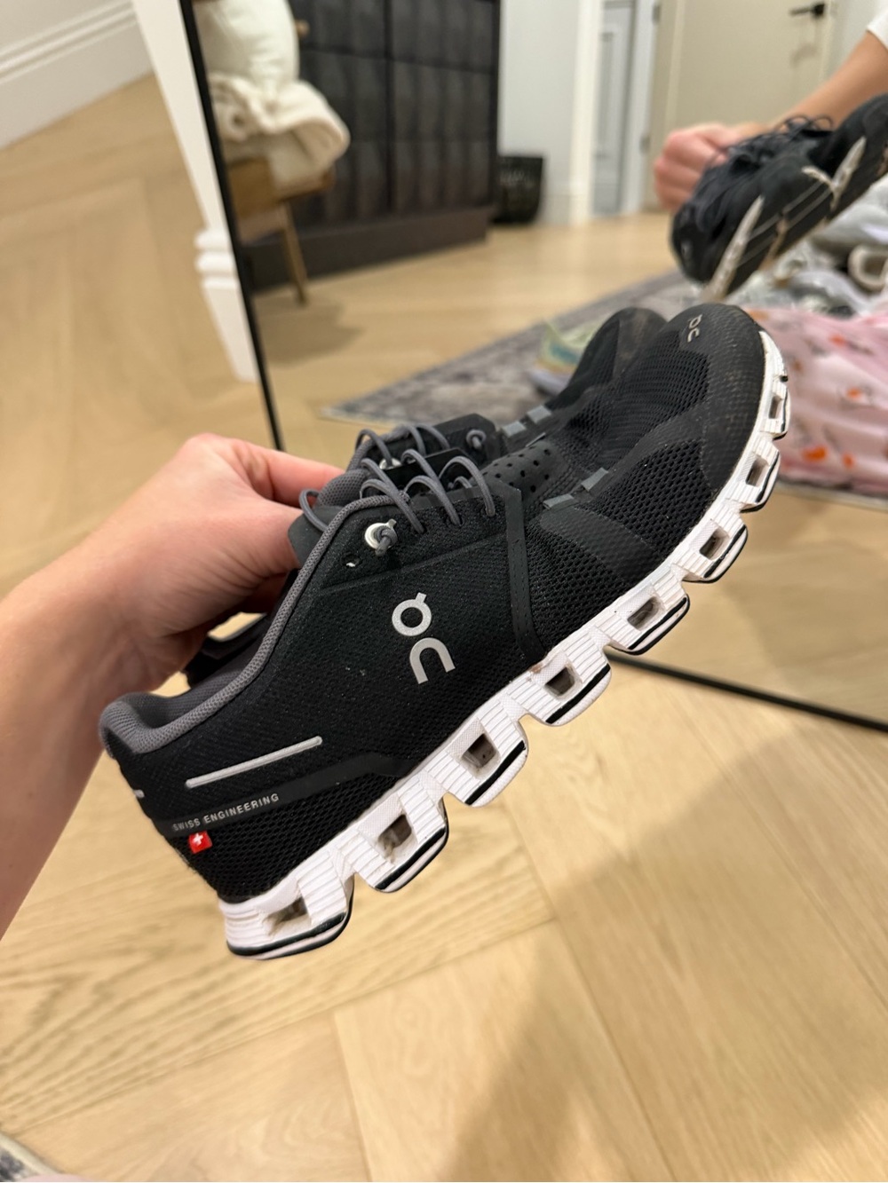 On Running Cloud Black/White Athletic Shoes
